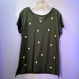 Green Leaf Print Women's Top